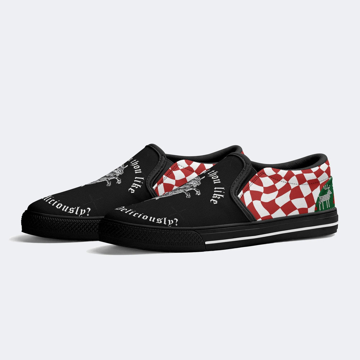 Unisex Metal Goat Print - Slip On Shoes