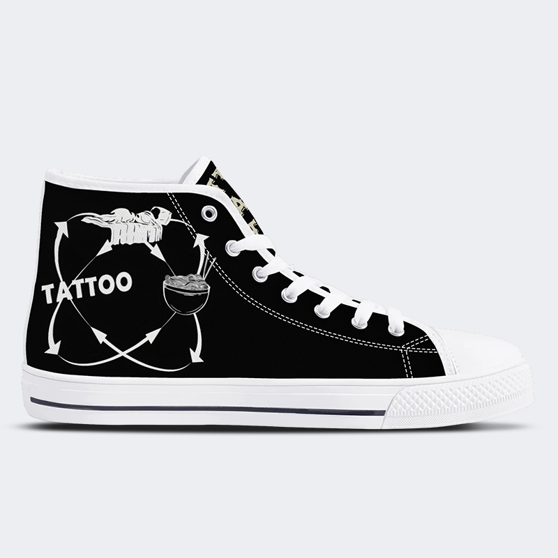 Unisex Eat Sleep Tattoo Wiederholungsdruck - High Top Canvas