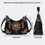 Death Moth&Skeleton Print - Leather Crossbody Bag