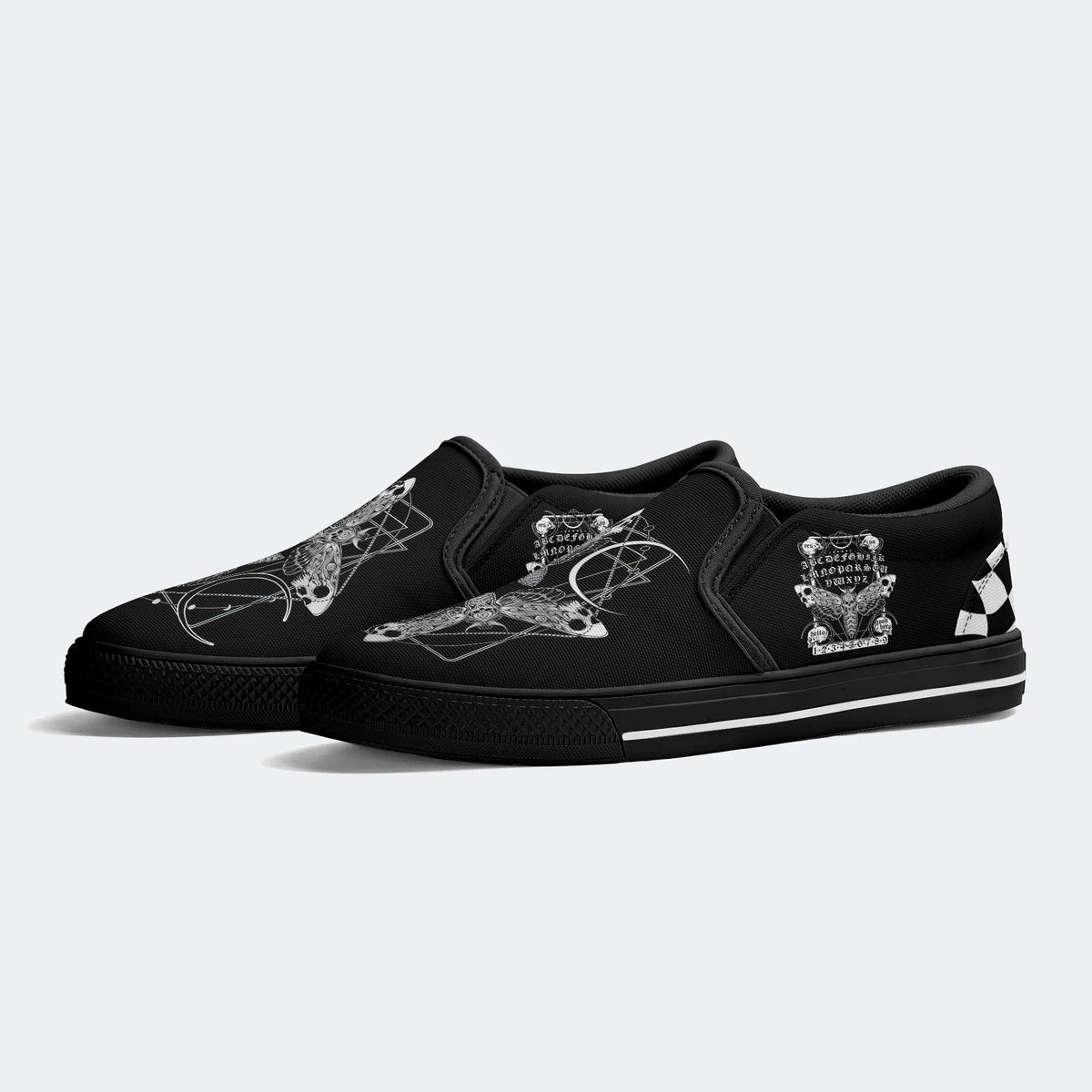 Unisex Death Moth&Skull Print - Slip On Shoes