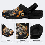Orange Dead Skull - Fur Lined Slippers/Sandals