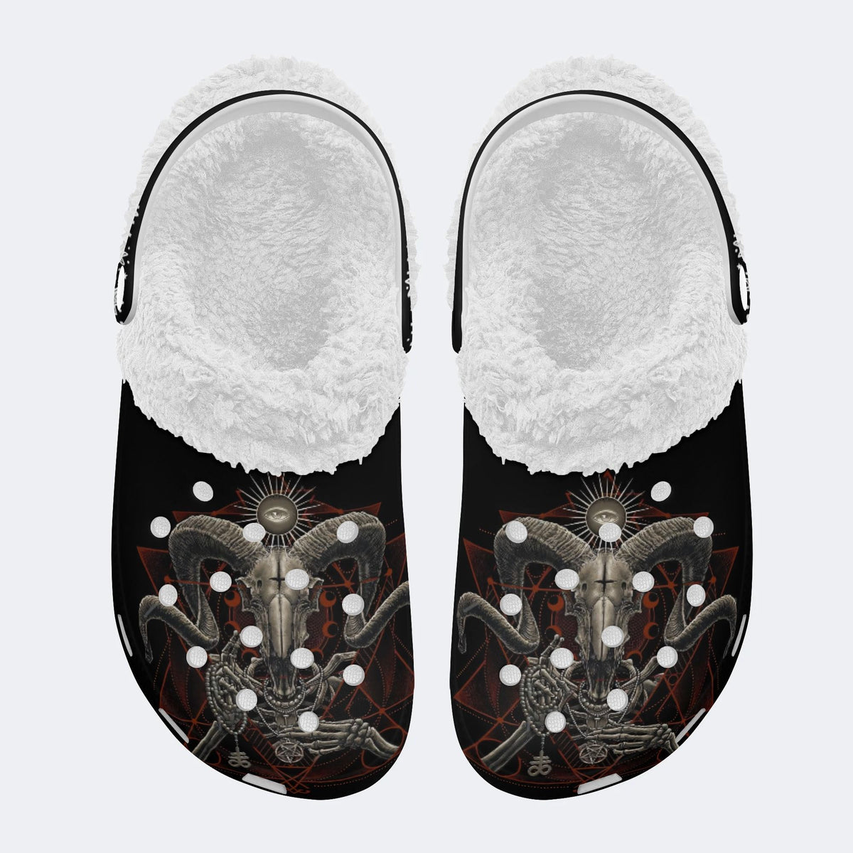 Demonic Baphomet Print - Fur Lined Slippers