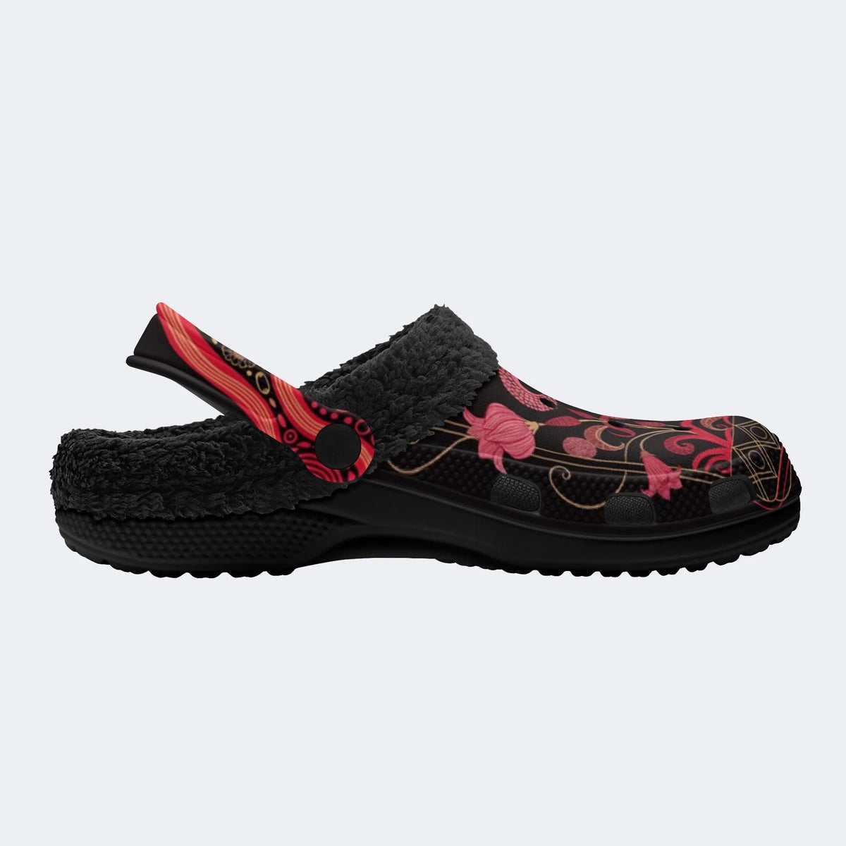 Dark Flower Art - Fur Lined Slippers/Sandals