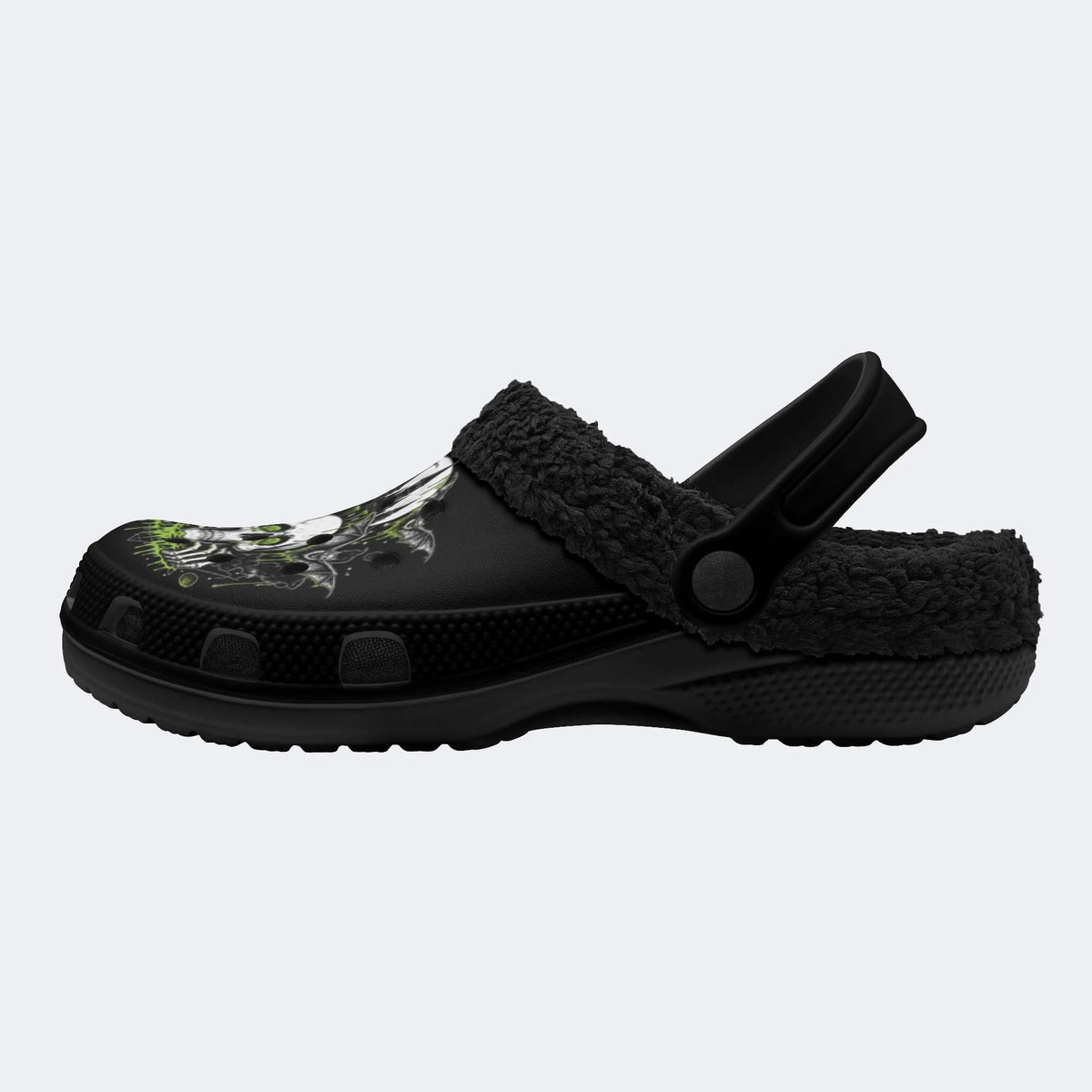 Toxic Green Bat Skull - Fur Lined Slippers/Sandals