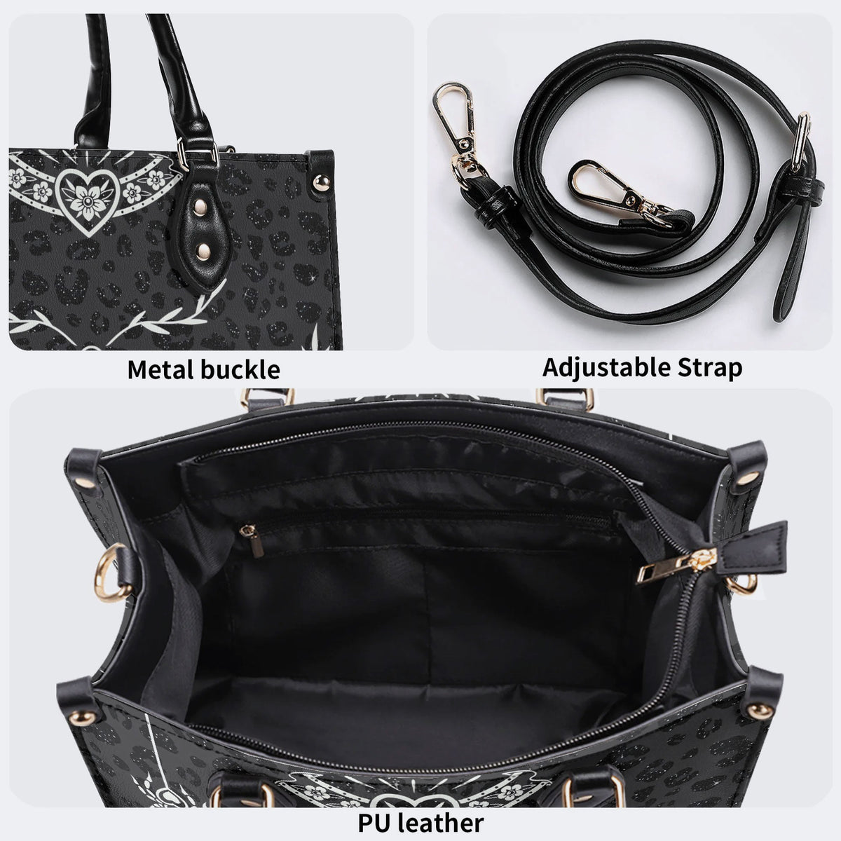 Classic Death Moth Vintage Print - Leather Handbag