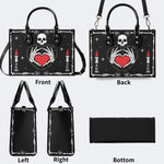 Retro Skull Heart Print - Leather Handbag