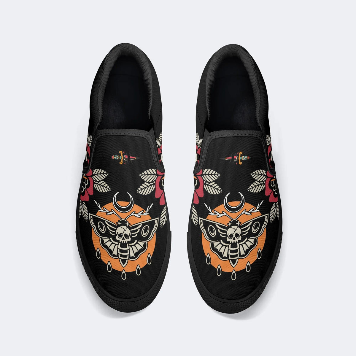 Death Moth Vintage Print - Slip On Shoes