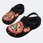 Retro Cowboy Skull Print - Removable Fur Lined Slippers/Sandals