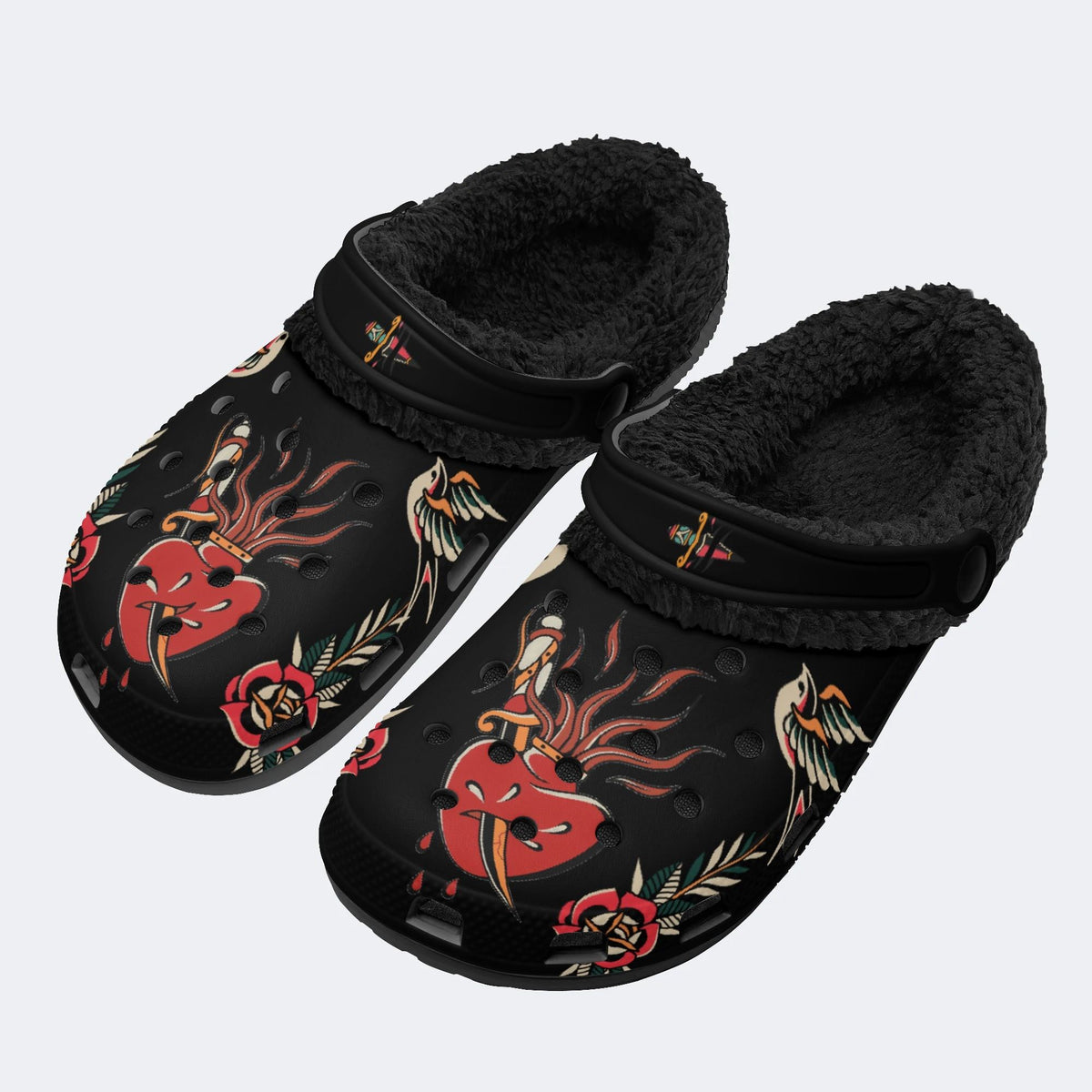 Flaming HeartArt Print - Fur Lined Slippers/Sandals