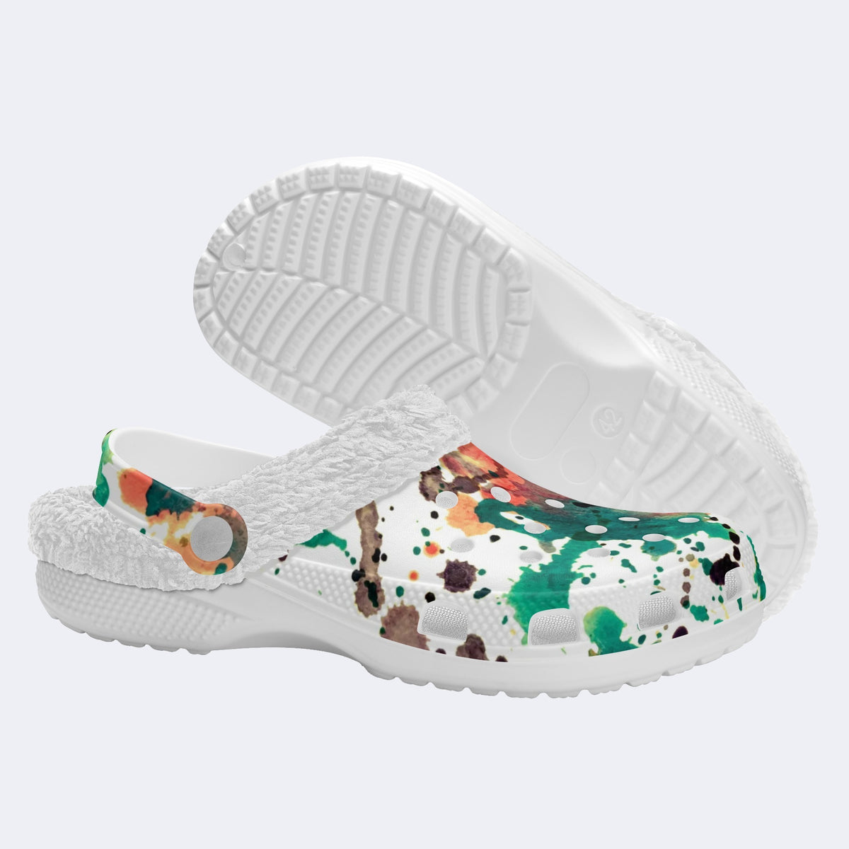 Unisex Ink Print - Fur Lined Slippers/Sandals