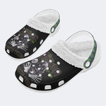 Horror Skull Graphic Print- Fur Lined Slippers