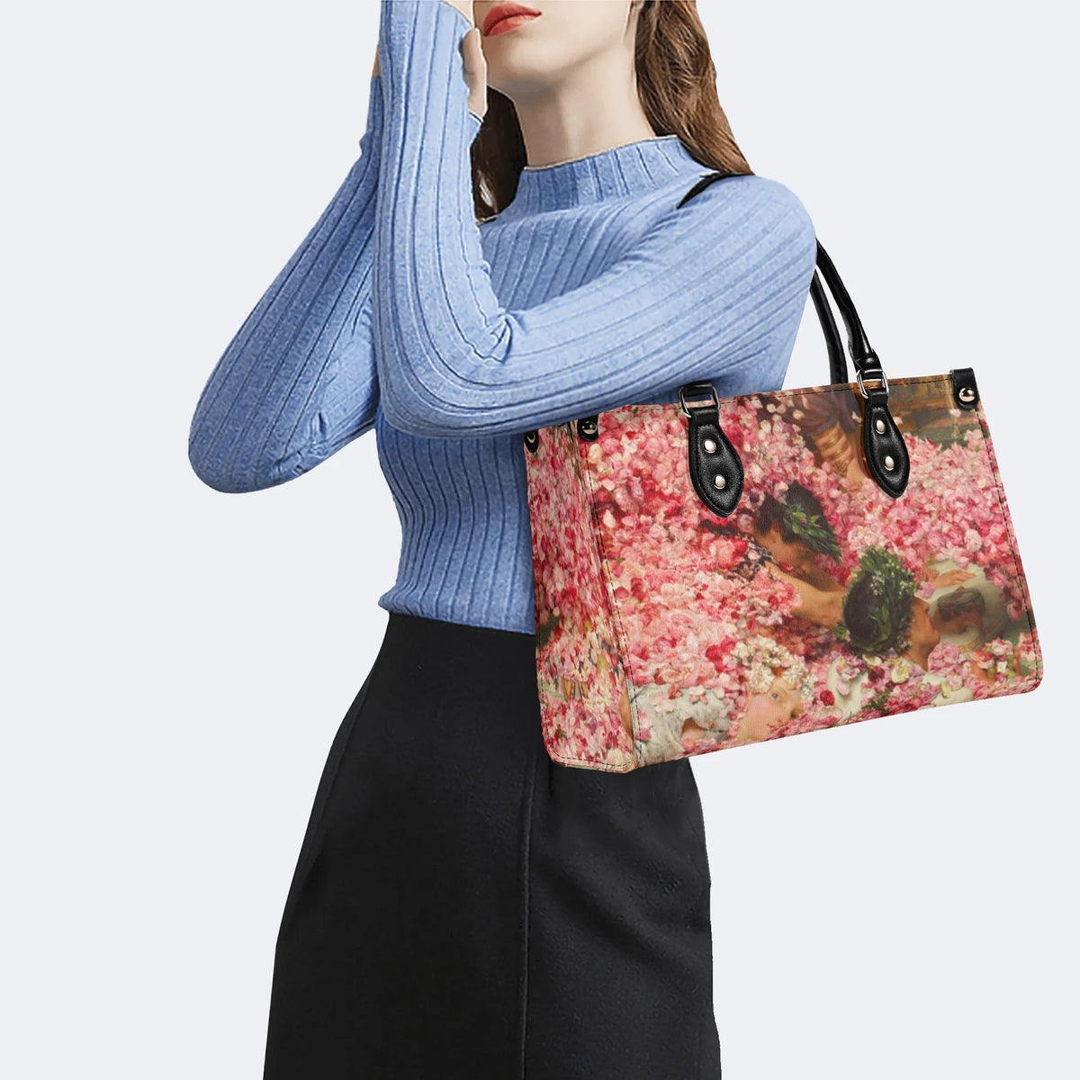 Roses of Heliogabal Print - Leather Handbag