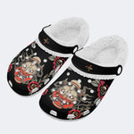 Horror Devil Print- Fur Lined Slippers/Sandals