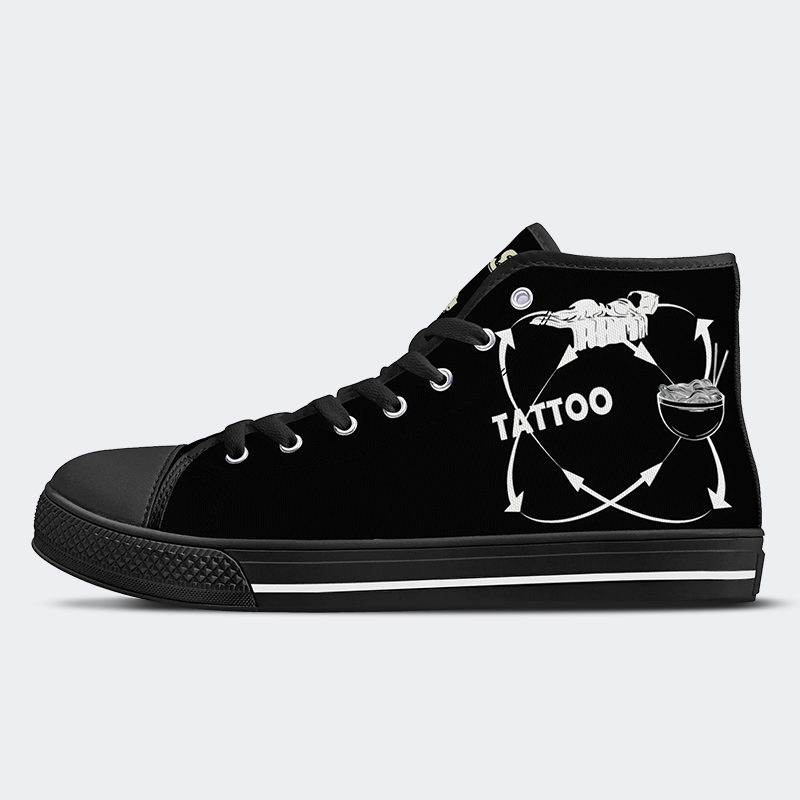 Unisex Eat Sleep Tattoo Wiederholungsdruck - High Top Canvas