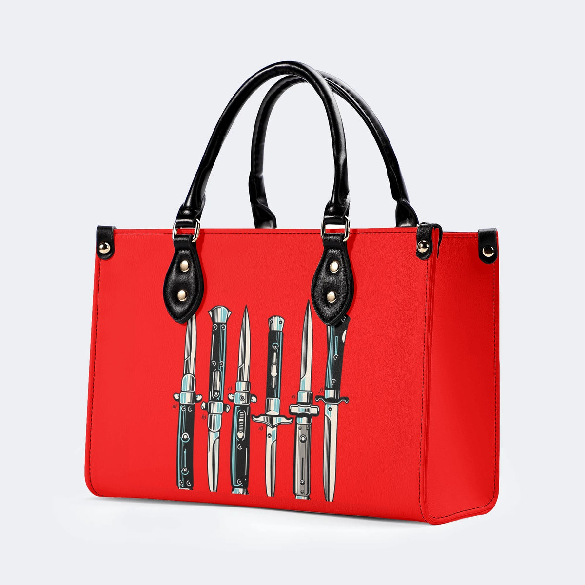 Weapons Print - Leather Handbag