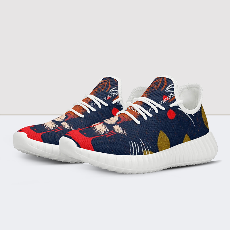 Sneakers aus Mesh-Strick mit Tiger-Print 