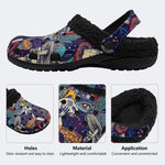 Gothic Occult Trippy Mushroom Cosmic Eye - Fur Lined Slippers/Sandals