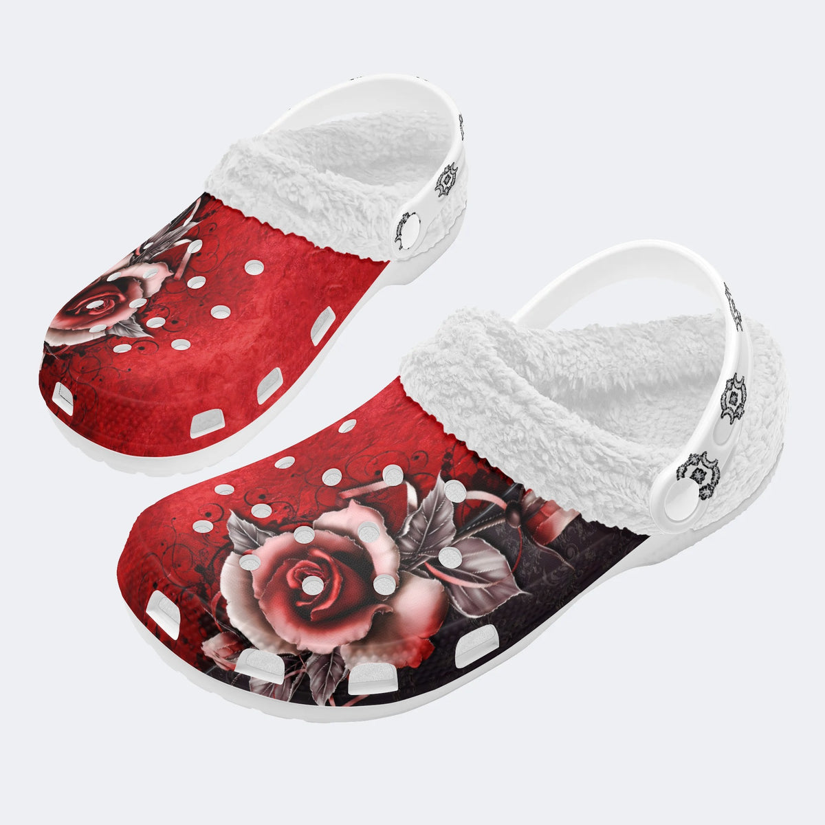 Retro Nostalgic Roses - Fur Lined Slippers/Sandals