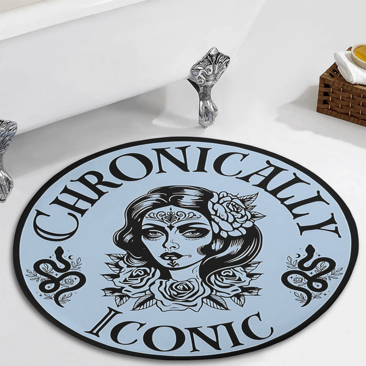 Retro Beauty And Snake Print - Floor Mat