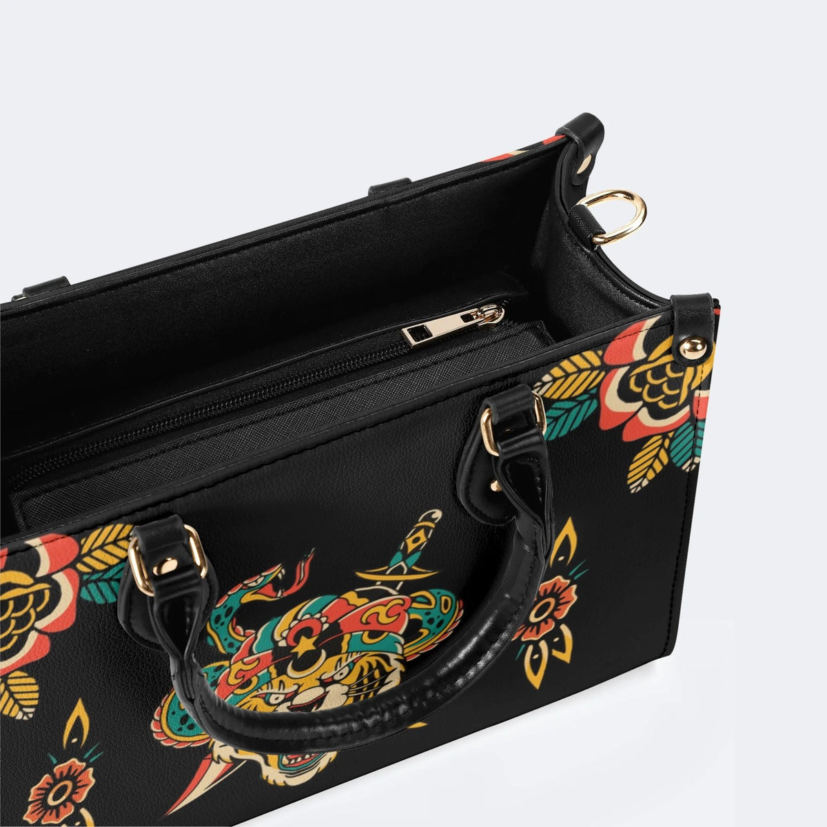 Crown With Snake And Sword - Leather Handbag