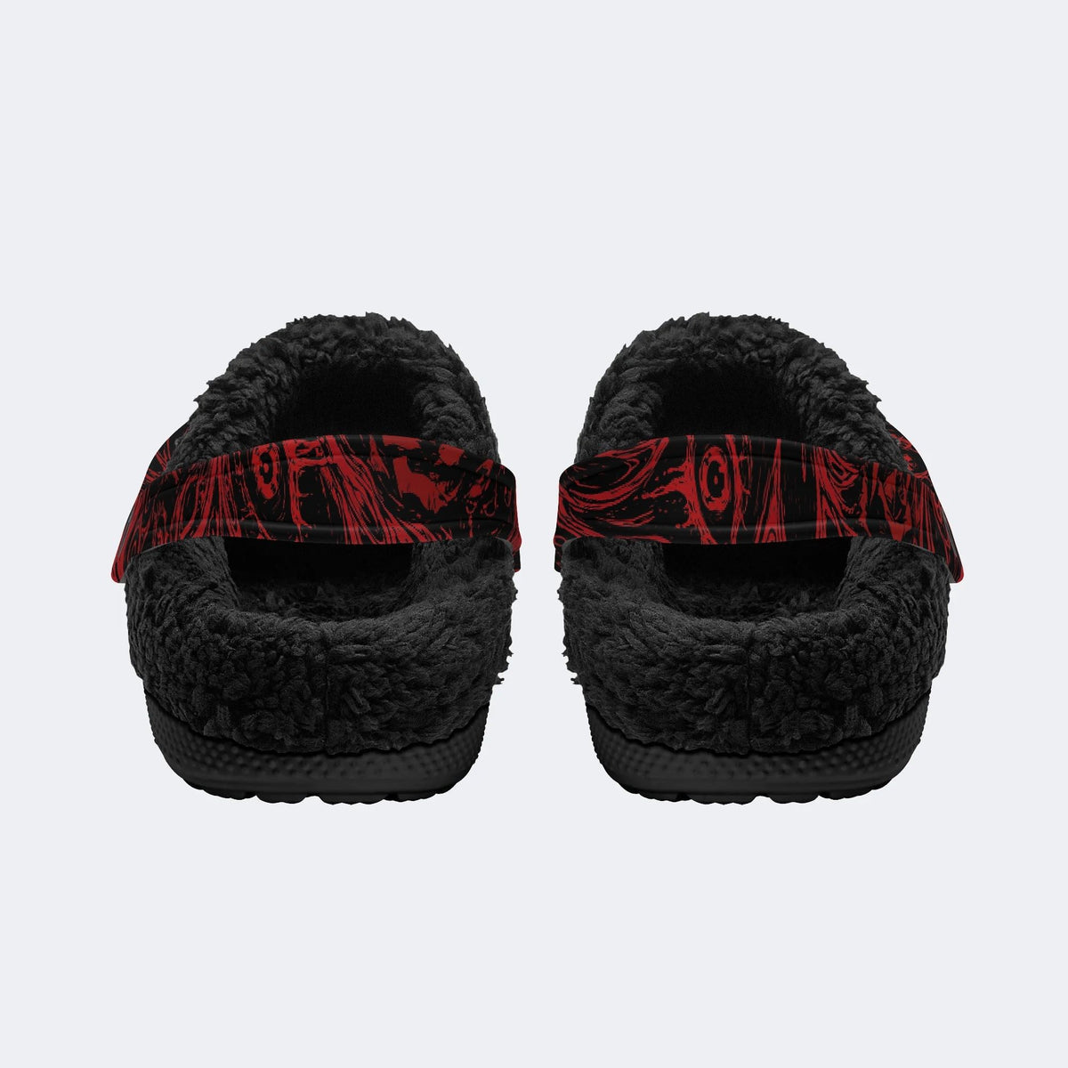 Red Swirl Rose‑Fur Lined Slippers Sandals