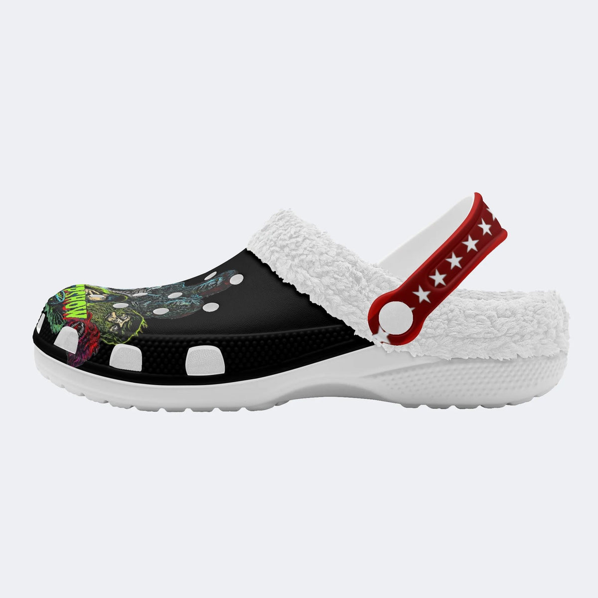 Horror Movie Vintage Print - Fur Lined Slippers/Sandals