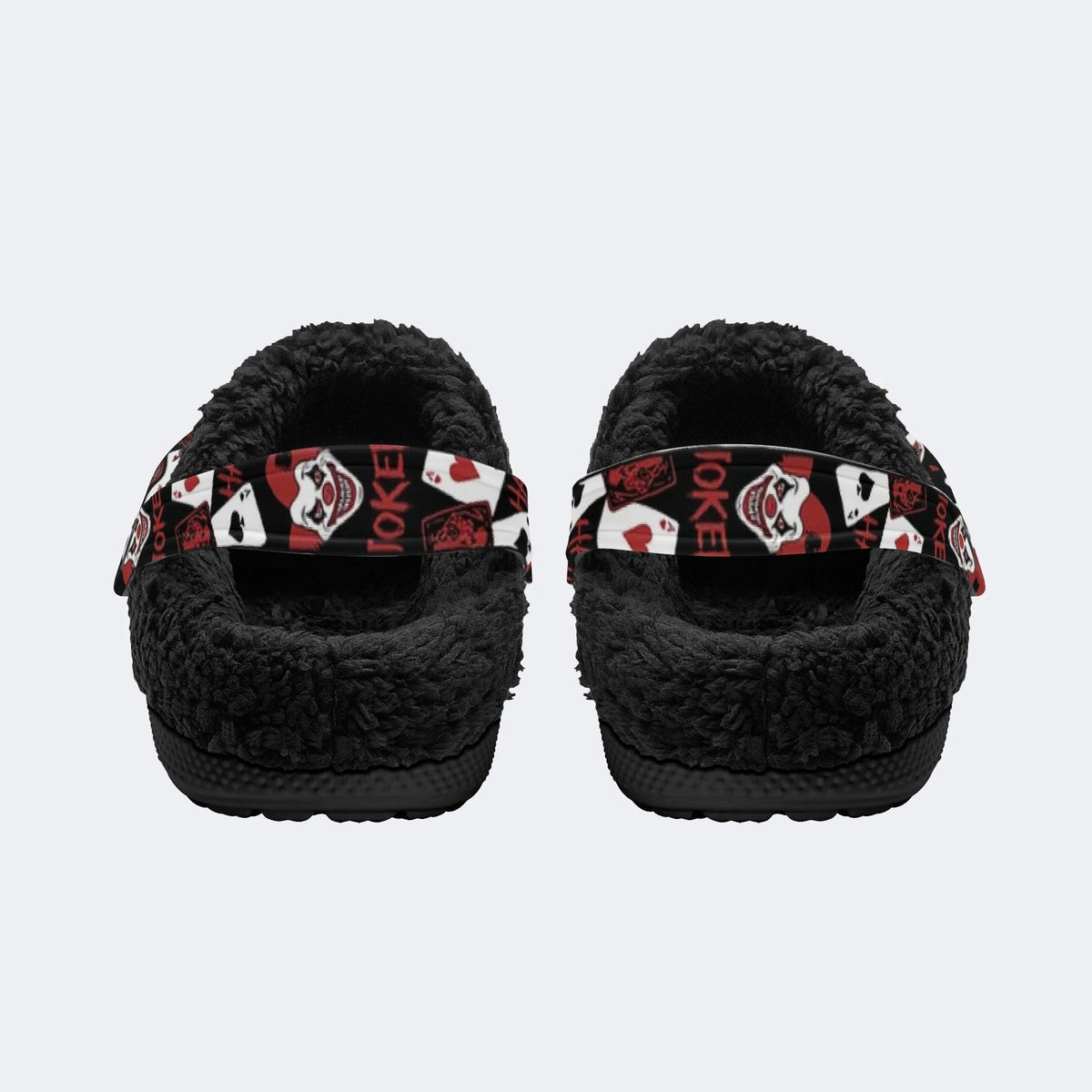 Gothic Evil Clown Playing Cards Blood Splatter - Fur Lined Slippers/Sandals