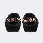 Gothic Evil Clown Playing Cards Blood Splatter - Fur Lined Slippers/Sandals