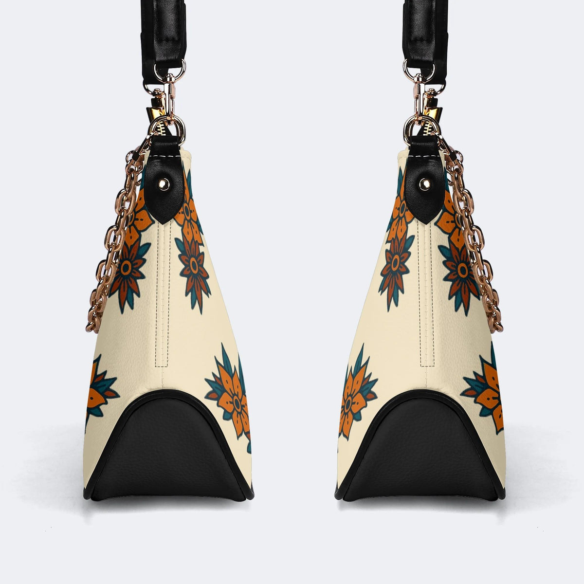 Four-horned Sheep Head Print - Leather Crossbody Bag