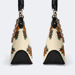 Four-horned Sheep Head Print - Leather Crossbody Bag