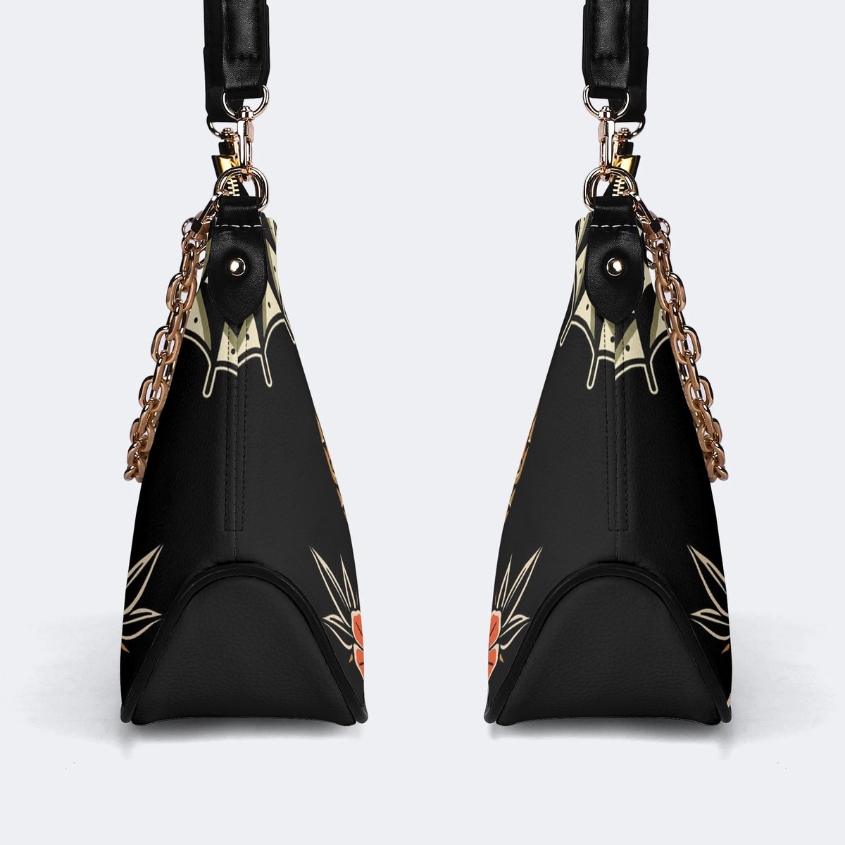 Death Moth&Skeleton Print - Leather Crossbody Bag