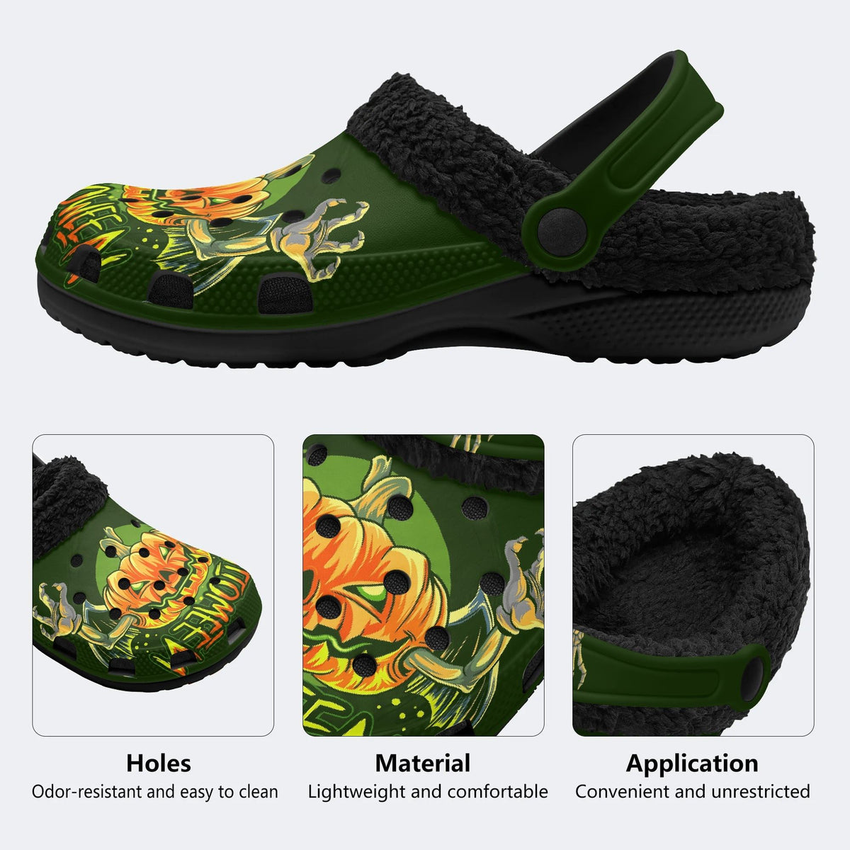 Evil Pumpkin Skeleton - Fur Lined Slippers/Sandals