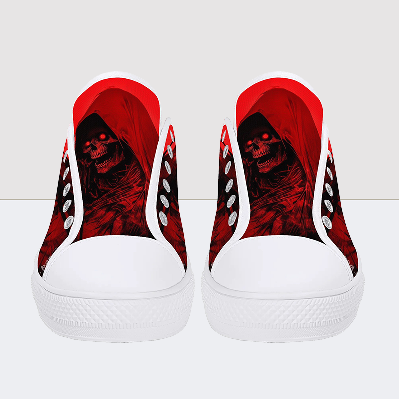 Red Darkness Skull Low Top Canvas Shoes