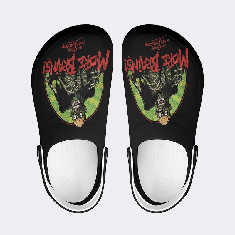 Unisex More Brains Print - Slip On Slippers/Sandals