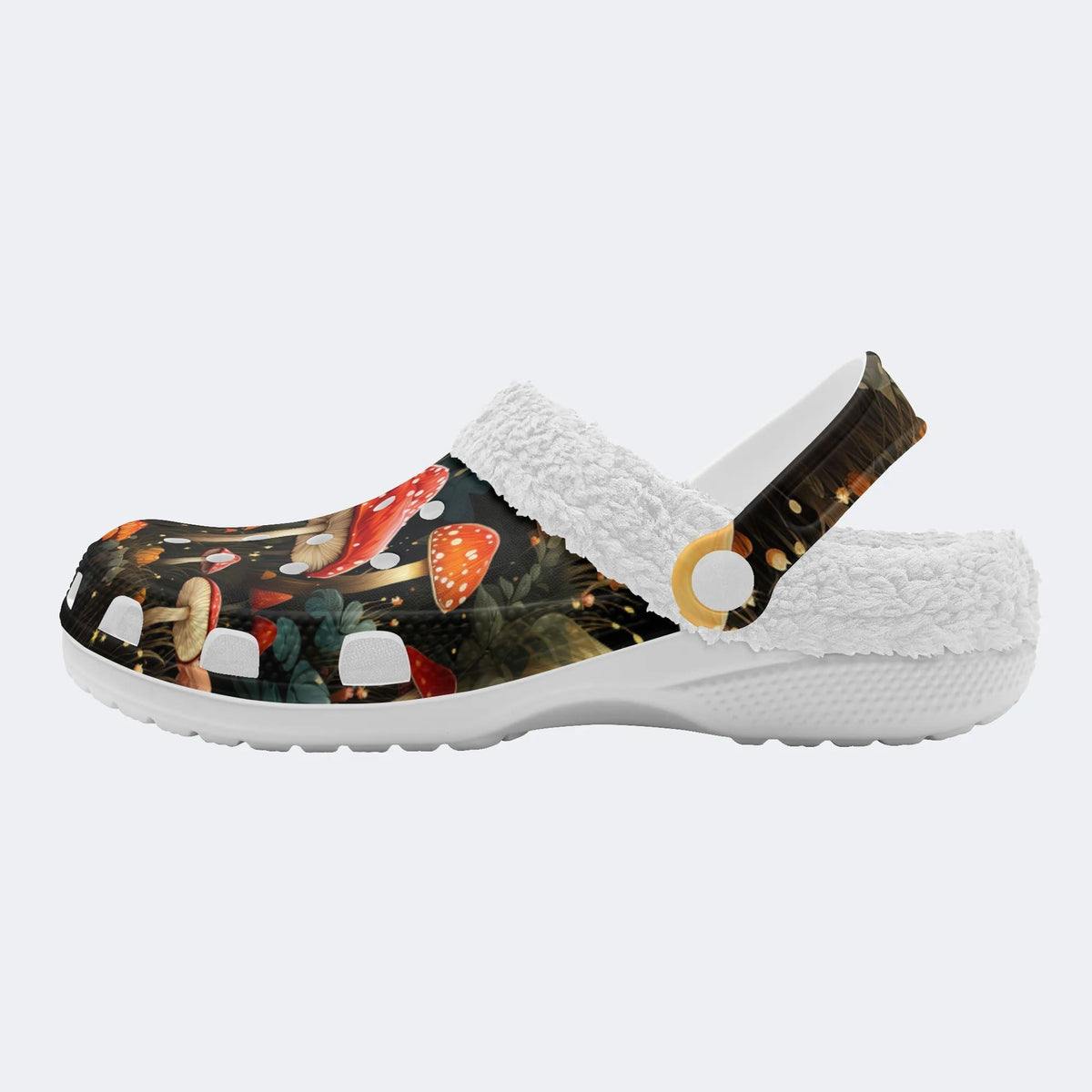 Magic Mushrooms Print - Fur Lined Slippers/Sandals