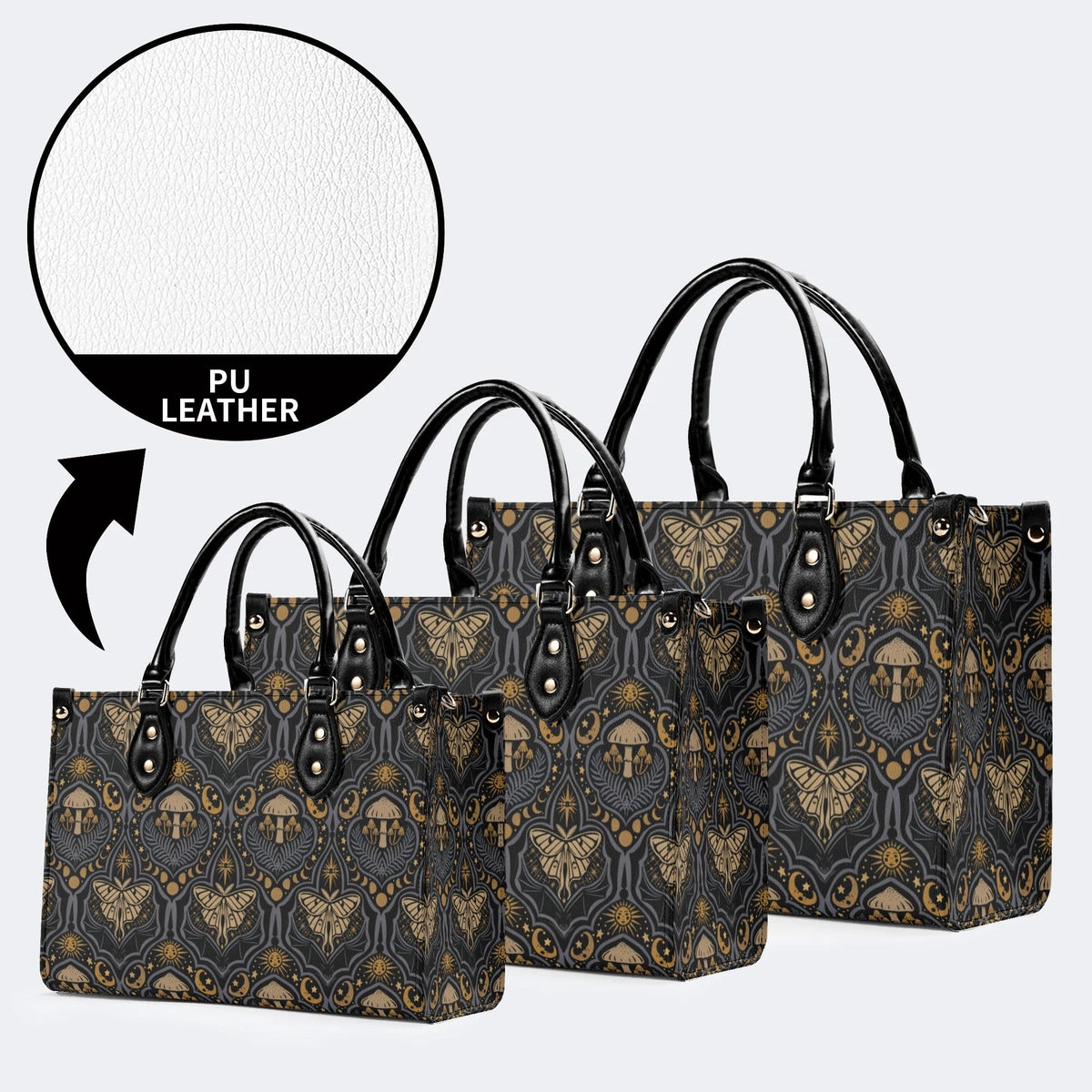 Starry Sky And Moth Print - Leather Handbag