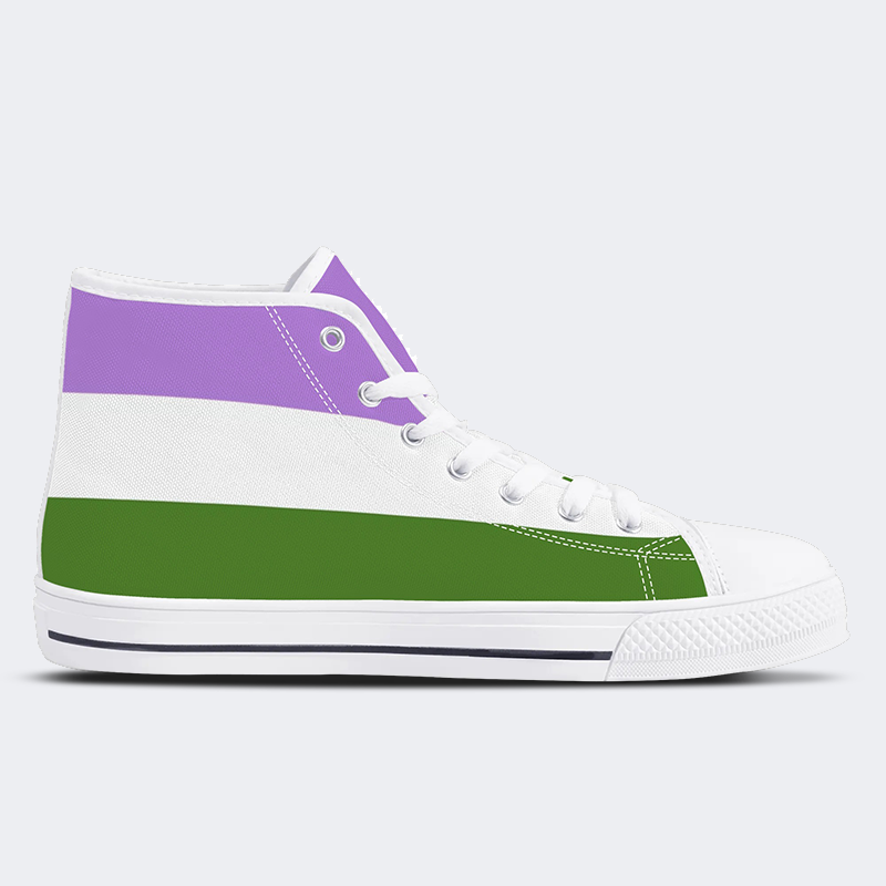 Genderqueer Pride Flag High Top Canvas Shoes