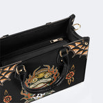 Japanese Style Frog Print - Leather Handbag