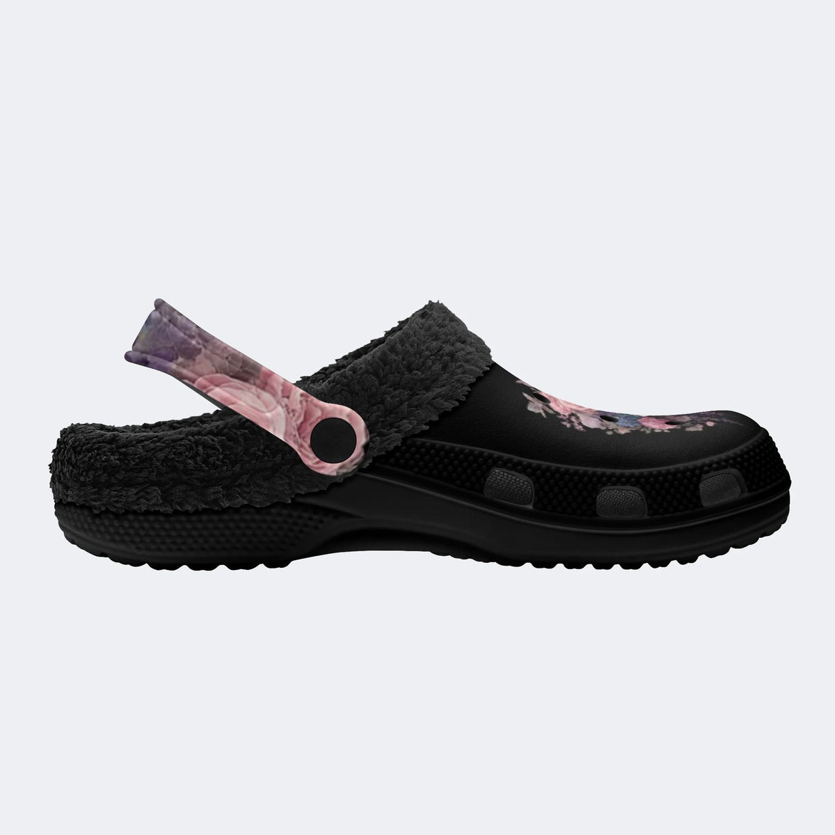 Moody Floral Skull - Fur Lined Slippers/Sandals