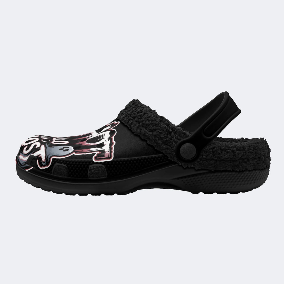Spooky Ghost Script - Fur Lined Slippers/Sandals