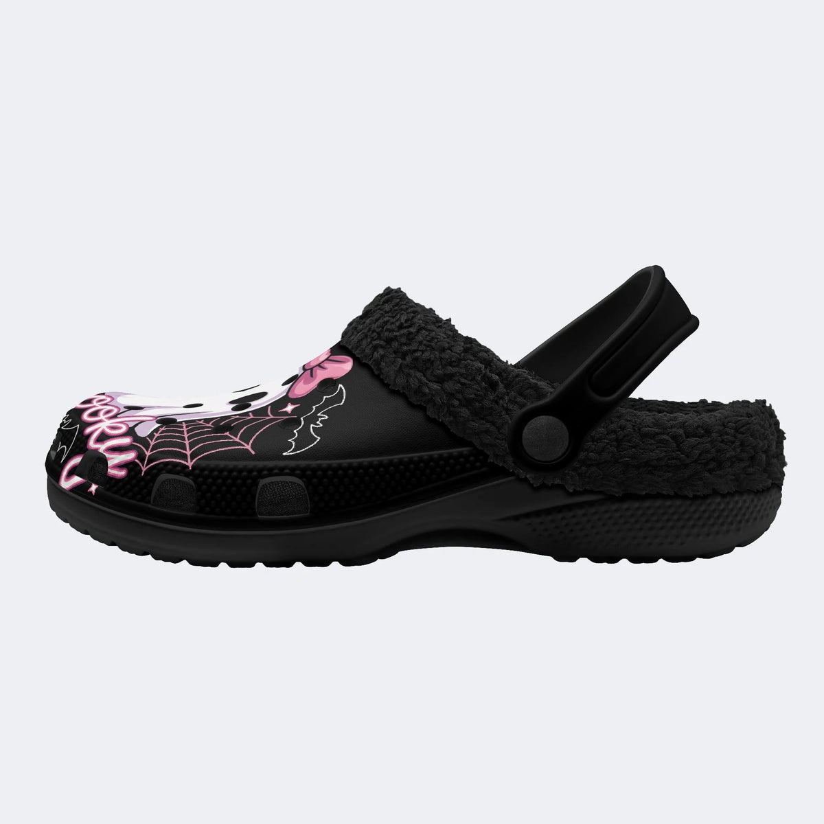 Gothic Pink Ghost - Fur Lined Slippers/Sandals