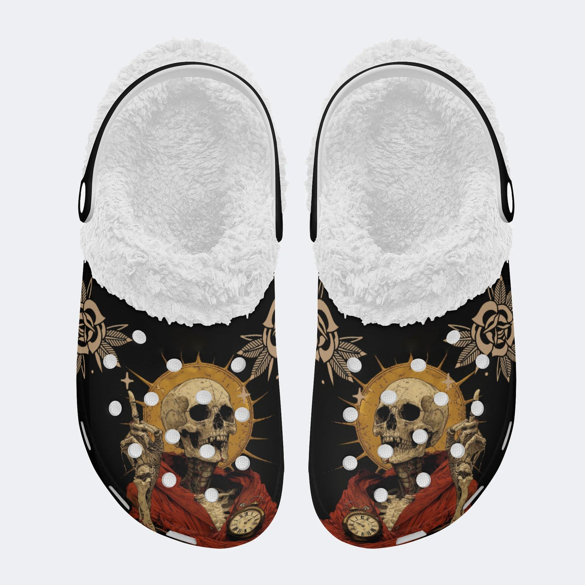 Skull Art Print - Fur Lined Slippers/Sandals