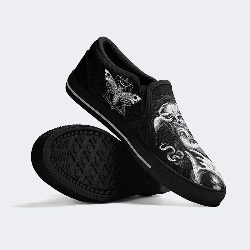 Unisex Skull Horror Print - Slip On Shoes