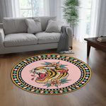 Flower Tiger Art Print - Floor Mat