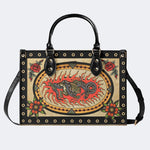 Retro Toad And Snake Print - Leather Handbag