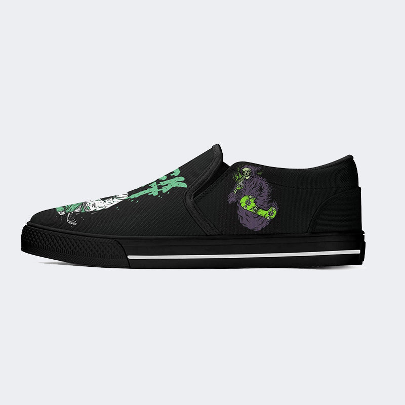 Skull Skateboard - Slip On Shoes