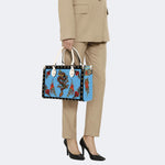 Vintage Torch And Dragon Print - Leather Handbag
