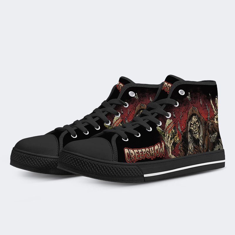 Horror Movie Vintage Graphic Print- High Top Canvas