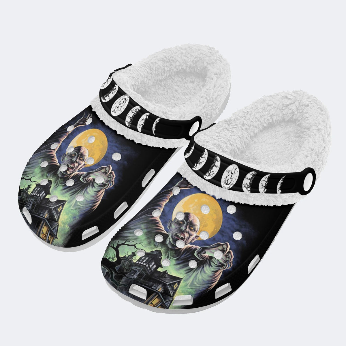 Halloween Horror Movies Print - Fur Lined Slippers/Sandals