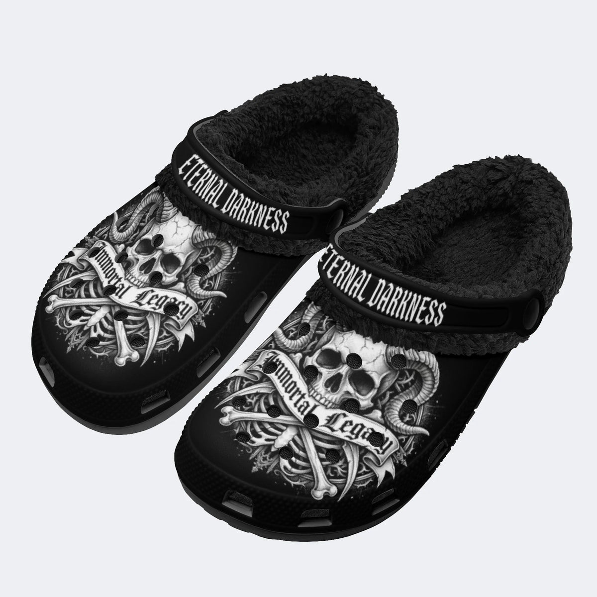 Dark Eternal Skull - Fur Lined Slippers/Sandals